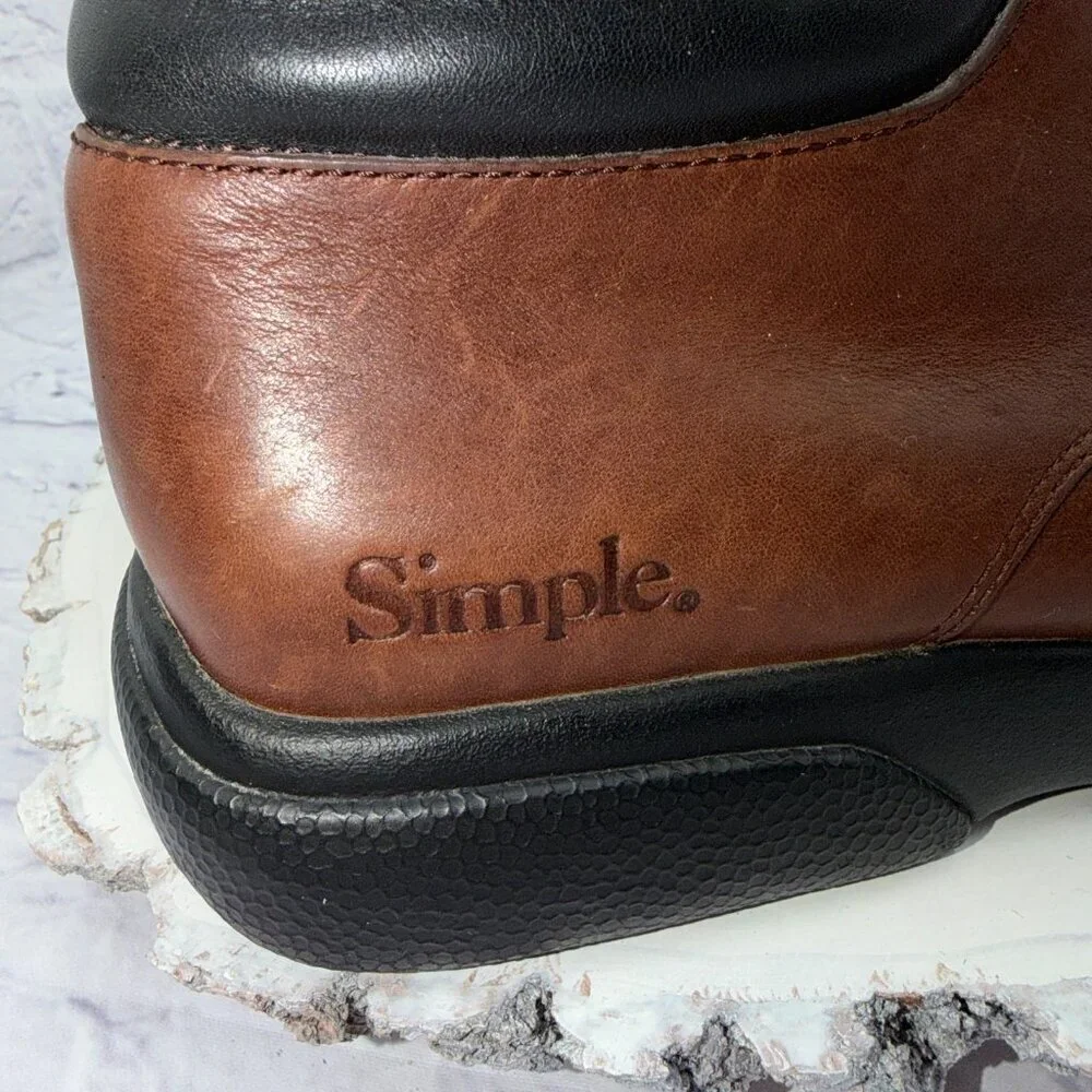 Vintage 90s SIMPLE Brand Mens Leather Split-Toe Chukka Boots Brown Size 8.5